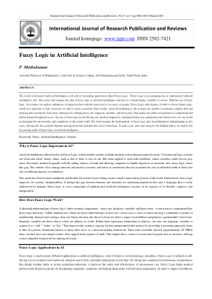 人工智能中的模糊逻辑 - ijrpr